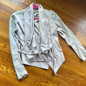 BlankNYC Faux Leather and Cloth Jacket in Gray